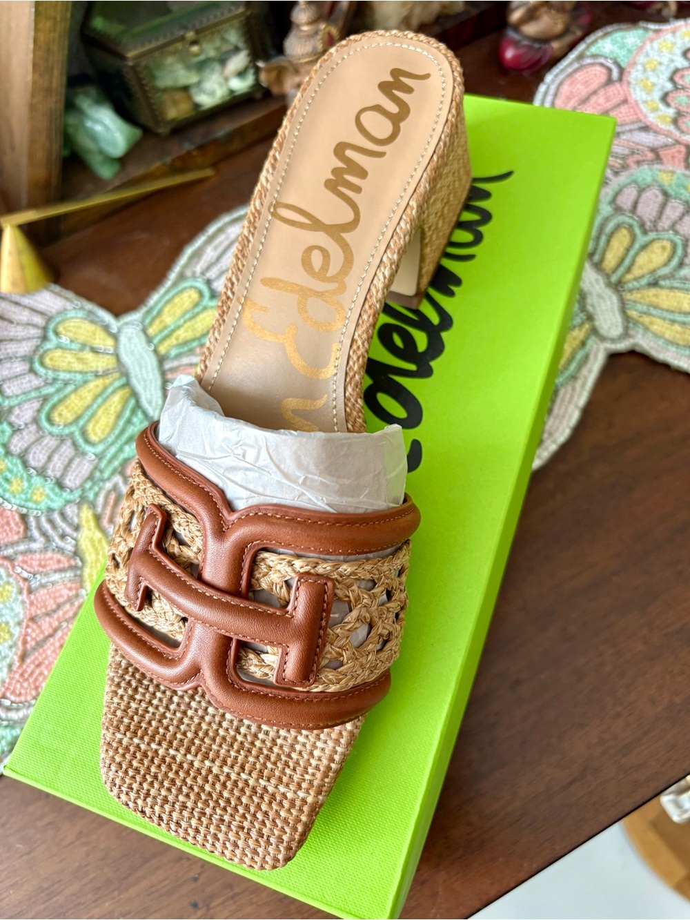 Sam Edelman Women’s Waylon Woven Block-Heel Slide Sandals - Picture 9 of 14